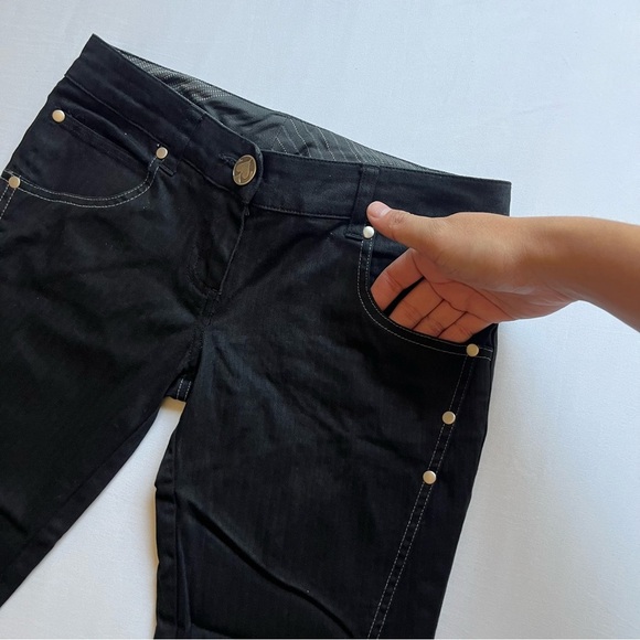 LIP SERVICE vintage y2k denim contrast stitch sailor low rise culotte capri cuff - Picture 3 of 7